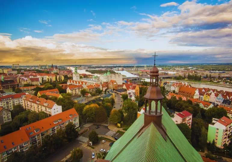 Widok z lotu ptaka na Szczecin