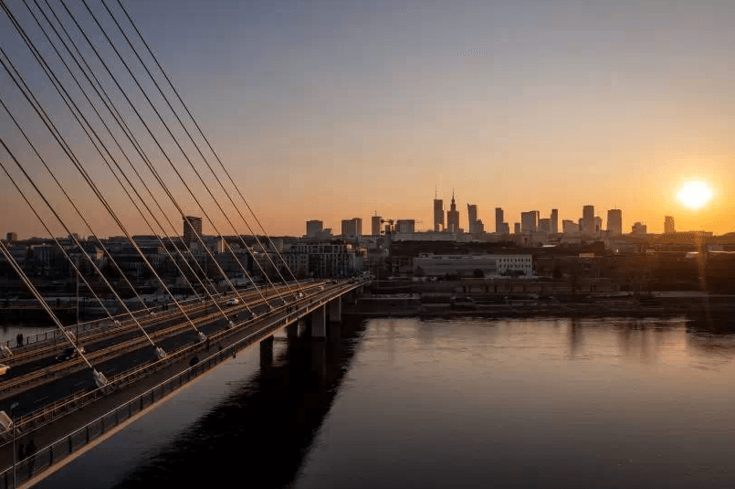 Swietokrzyski bridge over Vistula river in Warsaw