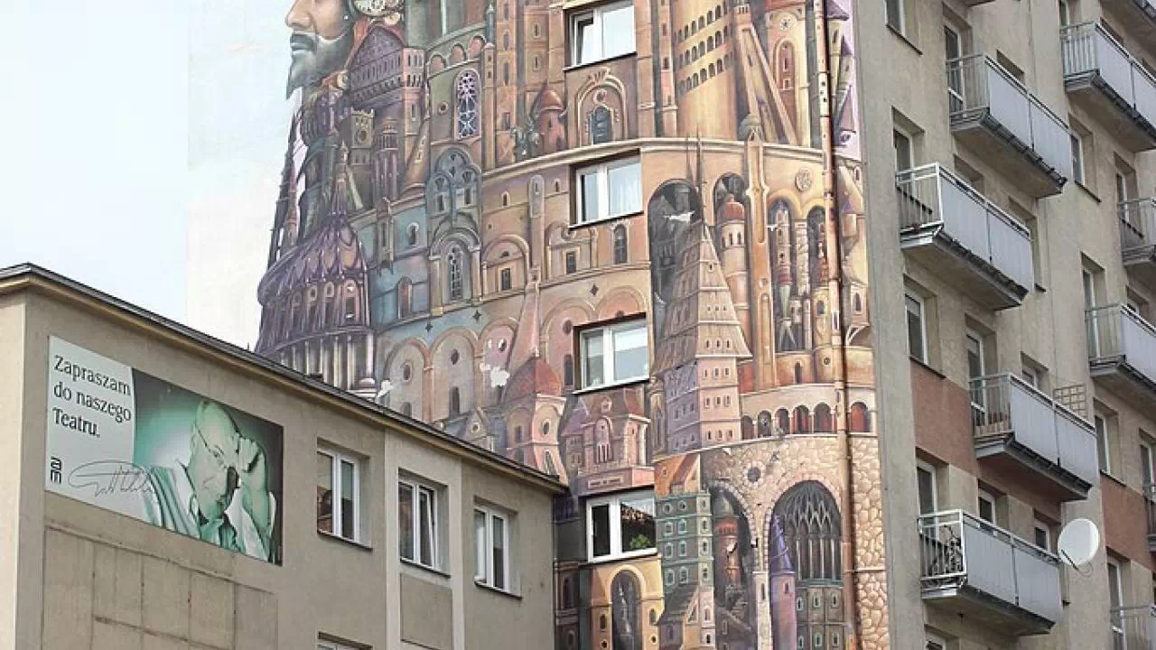Mural Wieża Babel w Częstochowie