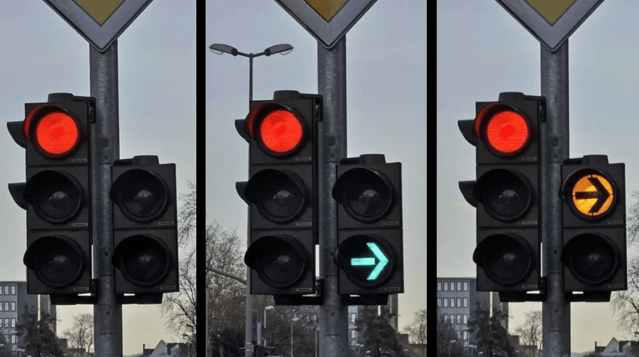 Warunkowa strzałka na sygnalizatorze - czy trzeba się zatrzymać?